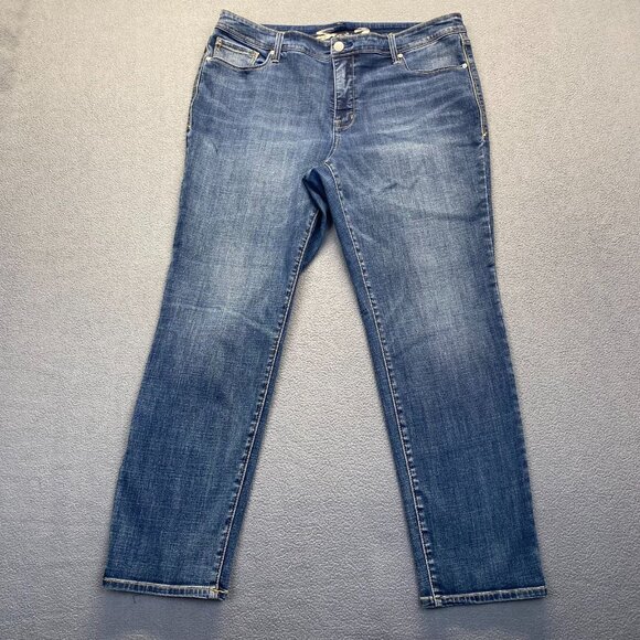 Seven 7 Womens Size 20 Dark Wash Stretch Embroidered Pockets Denim,Straight - Picture 15 of 16